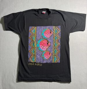 Kona Hawaii Vibrant Tropical Fish 1990 Vintage Single Stitch Made in USA Sz L